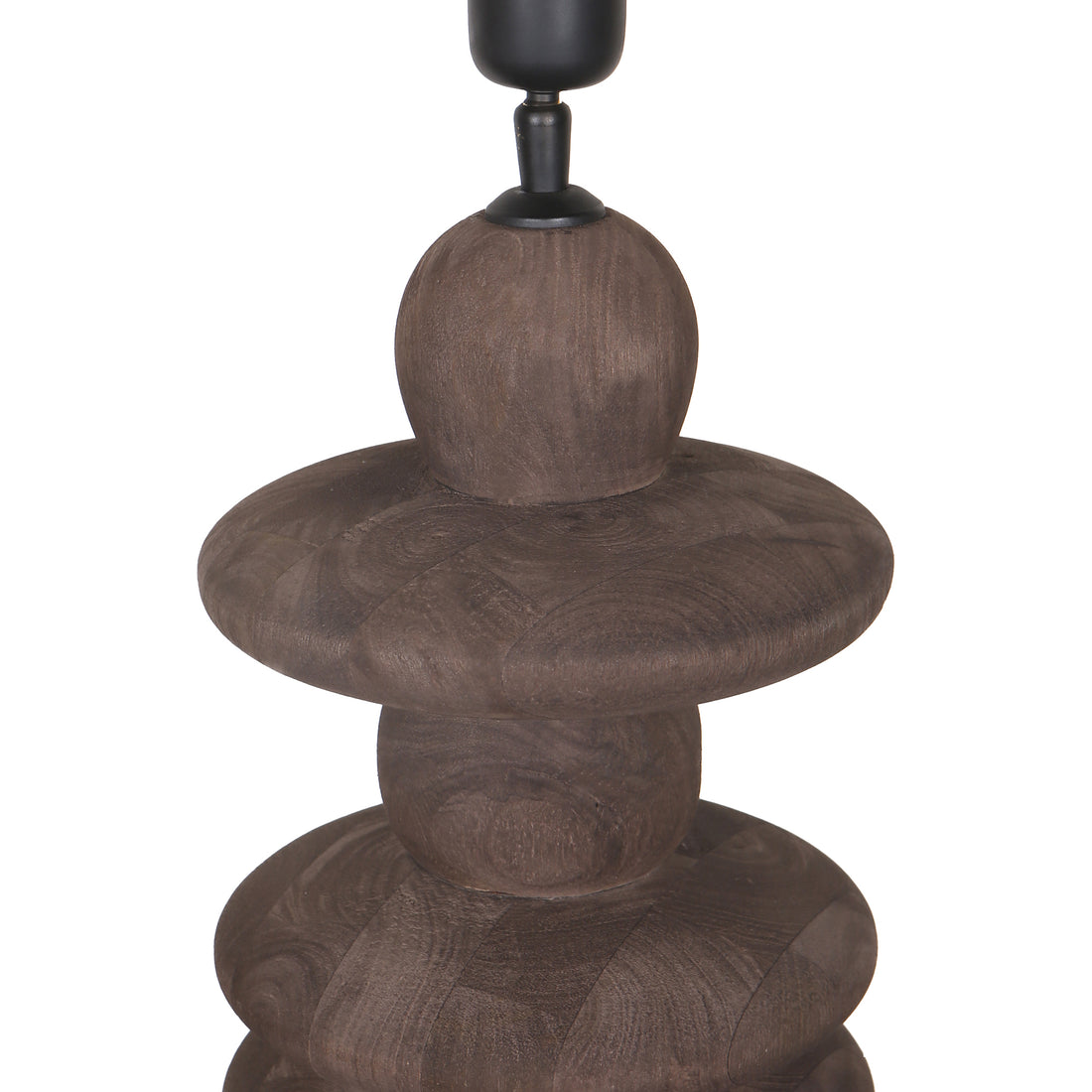 Callain Brown pied de lampe de table rond en bois de manguier PTMD