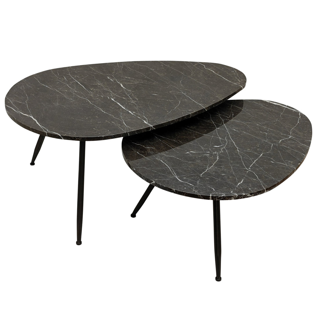 Table basse Veria Marbre Brun Lot de 2 PTMD