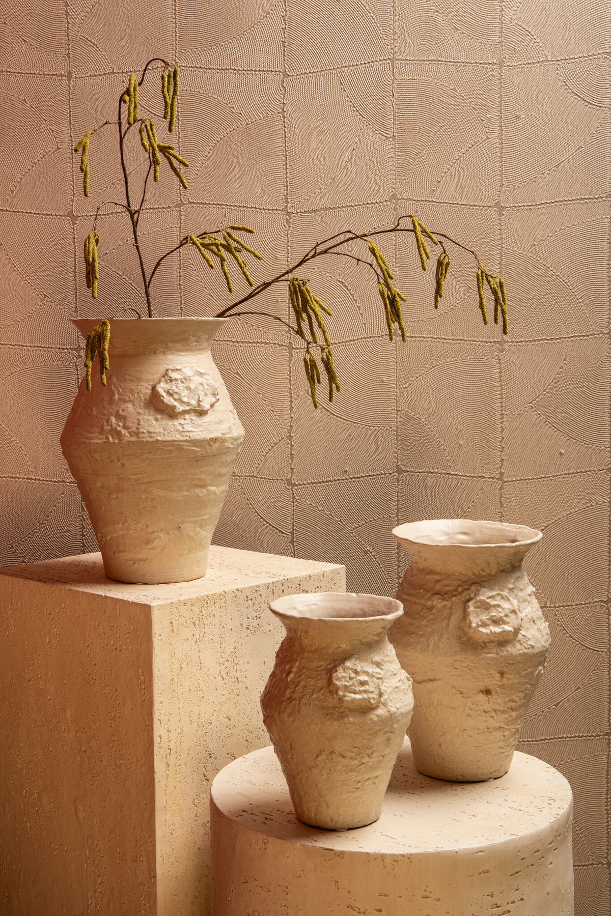 Pot Leandra Beige Rond Céramique Texture brute Large PTMD