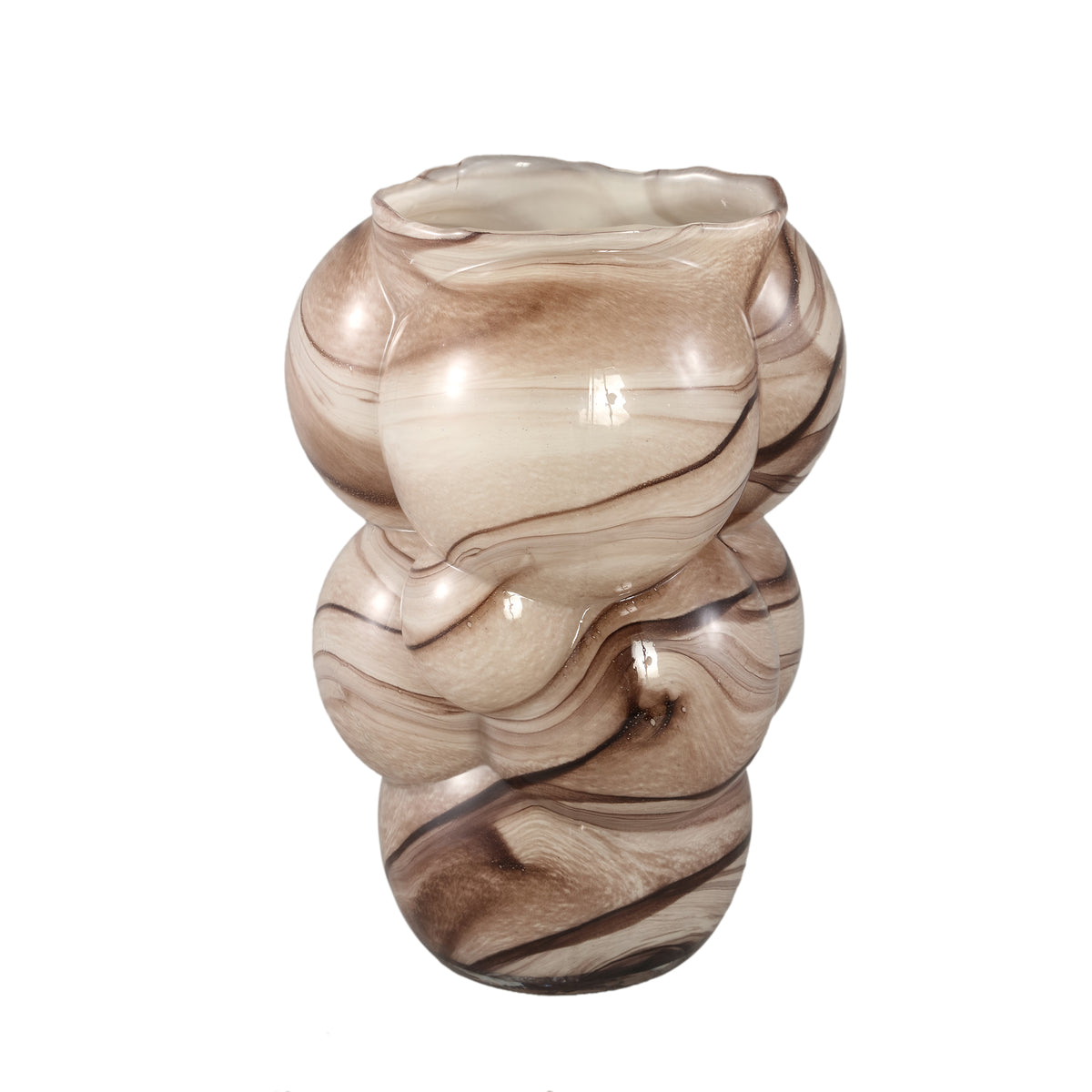 Arenda Vase Solide en Verre Crème Finition Marbre Ampoules Grandes PTMD