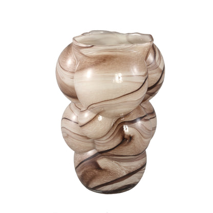 Arenda Vase Solide en Verre Crème Finition Marbre Ampoules Grandes PTMD