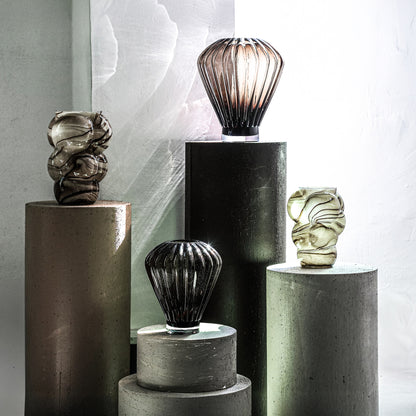 Arenda Vase Solide en Verre Crème Finition Marbre Ampoules Grandes PTMD