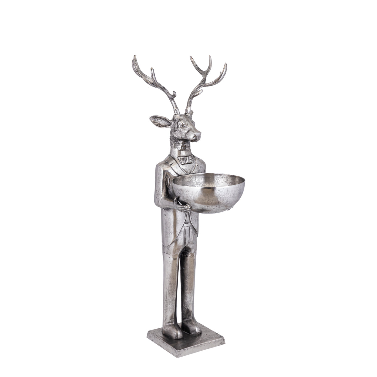 Statue de renne avec écale en métal gris 155 cm Moyen PTMD