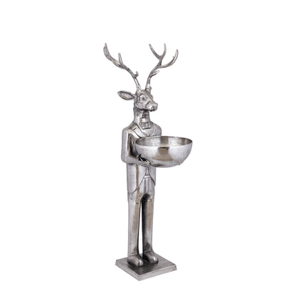 Statue de renne avec écale en métal gris 155 cm Moyen PTMD