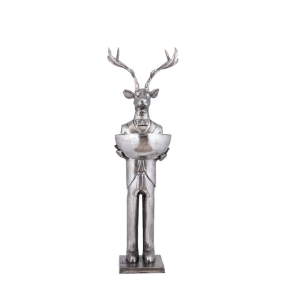 Statue de renne avec écale en métal gris 155 cm Moyen PTMD