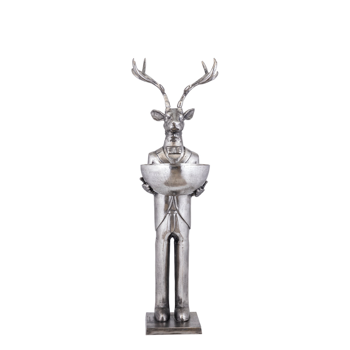 Statue de renne avec écale en métal gris 155 cm Moyen PTMD
