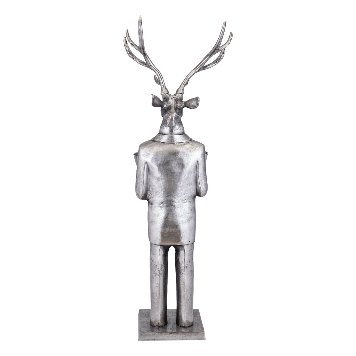 Statue de renne avec plateau en métal gris 192 cm Grande PTMD