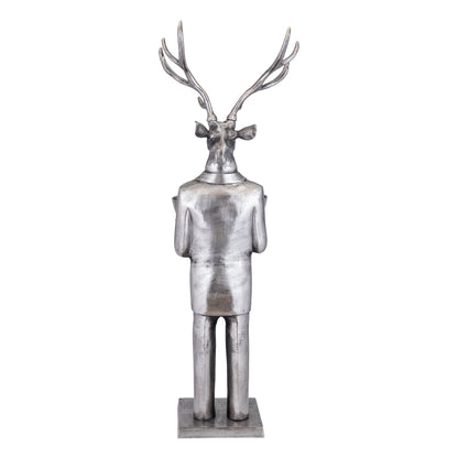 Statue de renne avec plateau en métal gris 192 cm Grande PTMD