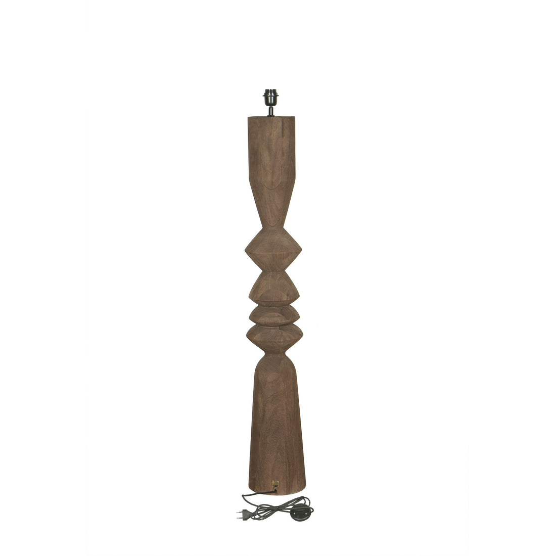 Lampadaire Elaine Marron Bois de Manguier Base Ronde H130cm PTMD