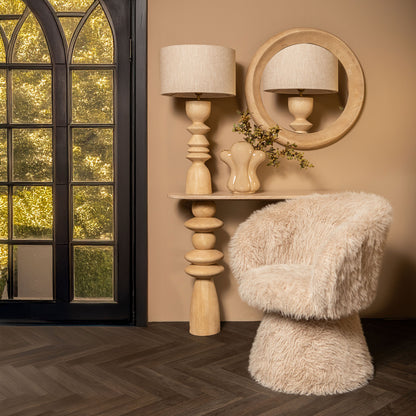 Lampe de table Elaine Bois de manguier naturel Base ronde PTMD