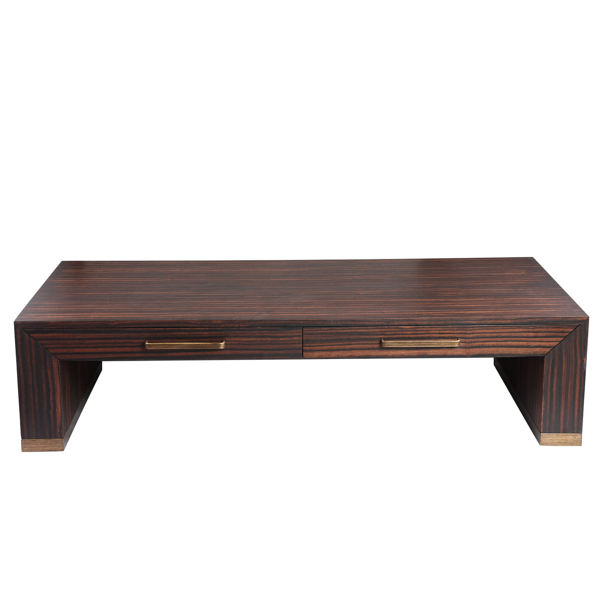 Table basse Tiess en placage bois marron 2 tiroirs PTMD
