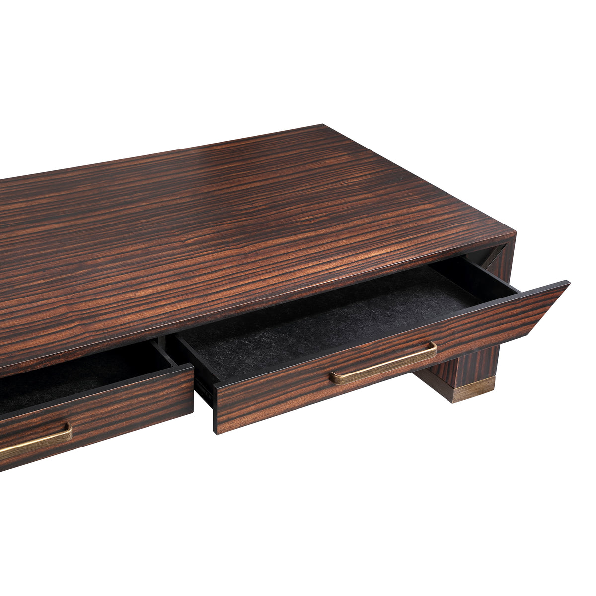 Table basse Tiess en placage bois marron 2 tiroirs PTMD