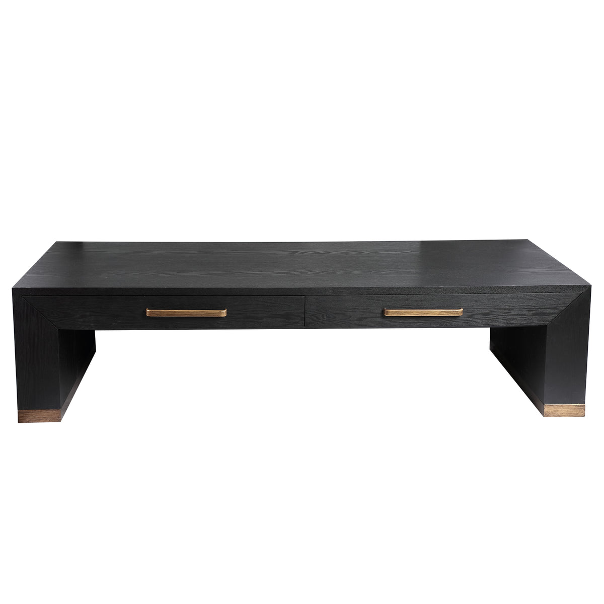 Table basse Tiess en placage de bois noir à 2 tiroirs PTMD