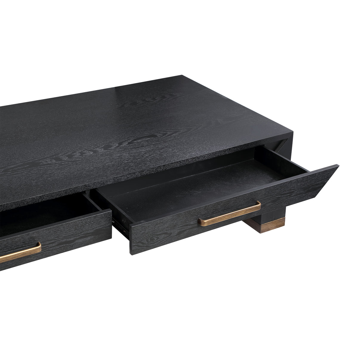Table basse Tiess en placage de bois noir à 2 tiroirs PTMD