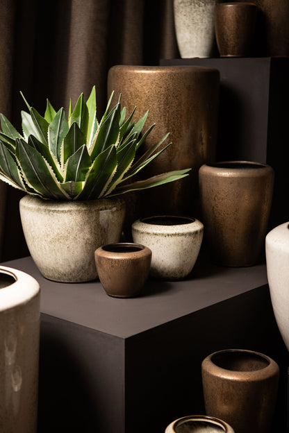 Kyleigh Pot rond en céramique beige Lisse H 35x58 cm PTMD