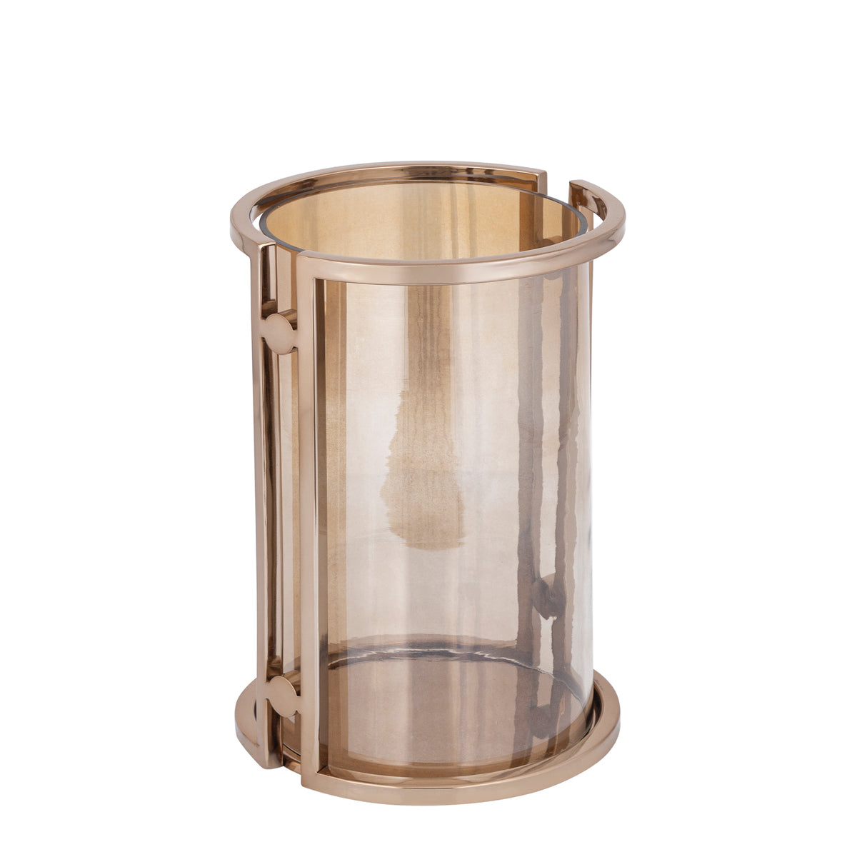 Photophore Jarie Marron/Or Cadre en Acier Inoxydable Large PTMD