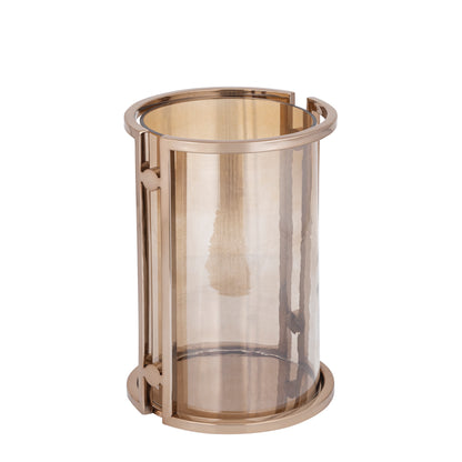 Photophore Jarie Marron/Or Cadre en Acier Inoxydable Large PTMD