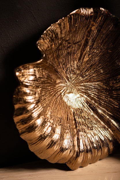 Assiette Losh BrownGold Alu Wavy Leaf Ovale PTMD