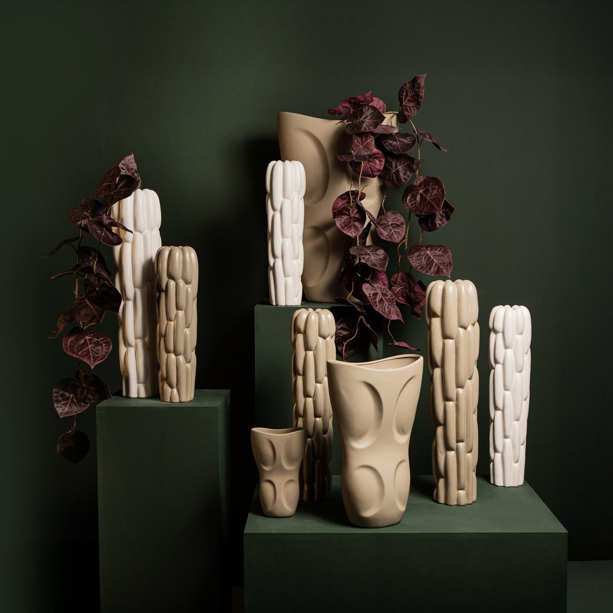 Vase ovale en céramique grise Dayna Large PTMD