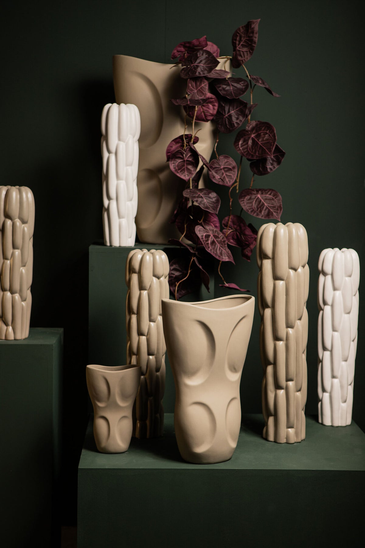 Vase en céramique ovale gris Dayna moyen PTMD