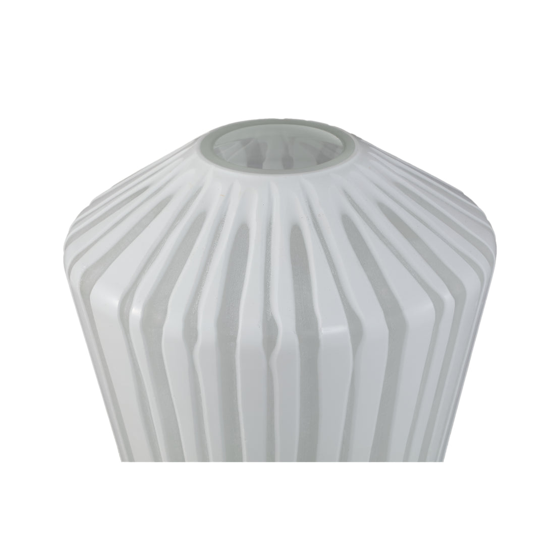 Ireka Vase blanc en verre massif découpé à la main, rond angulaire, grand PTMD