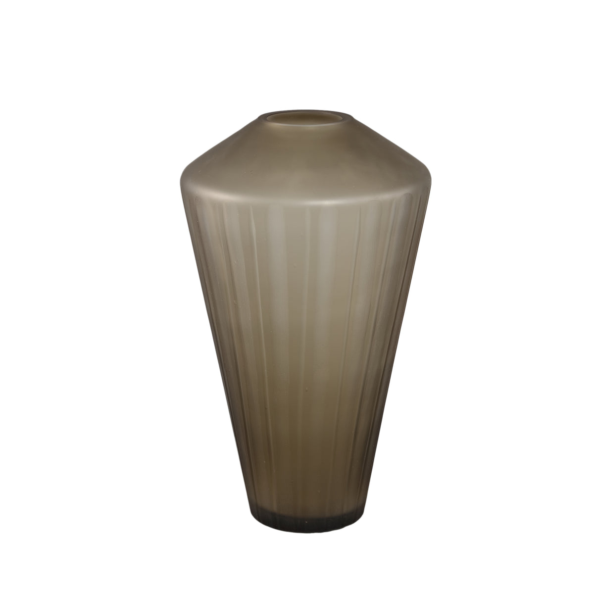 Vase Damiri Verre Marron Lignes Taillées à la Main Grand PTMD