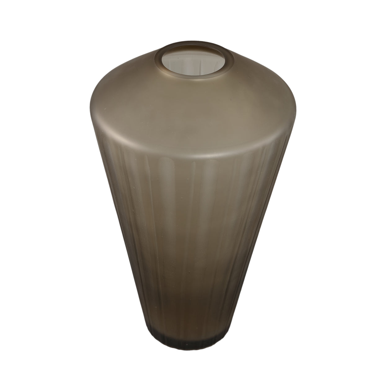 Vase Damiri Verre Marron Lignes Taillées à la Main Grand PTMD