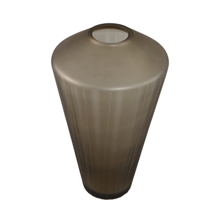 Vase Damiri Verre Marron Lignes Taillées à la Main Grand PTMD