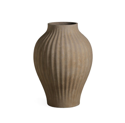 Beautii Marron Fibre Ciment Pot Structure Nervurée L PTMD