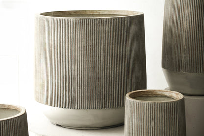 Lot de 3 pots Olav en fibre-ciment marron clair PTMD bas
