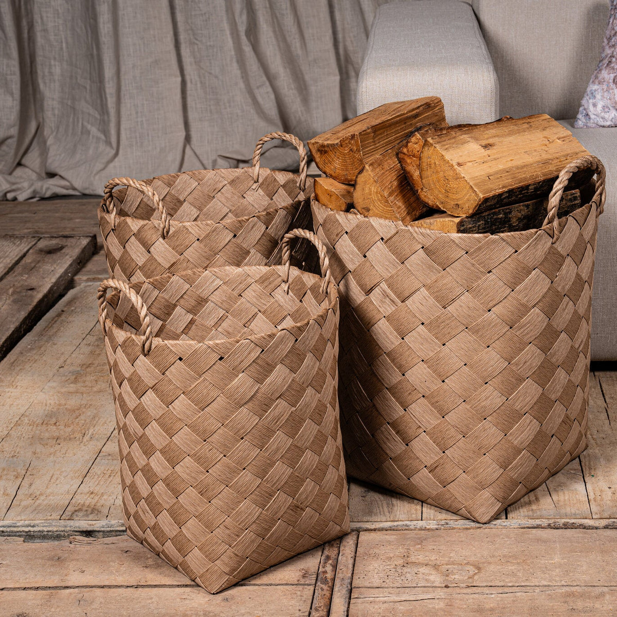 Poignée de panier ronde tressée en papier Clarke Natural SV3 PTMD