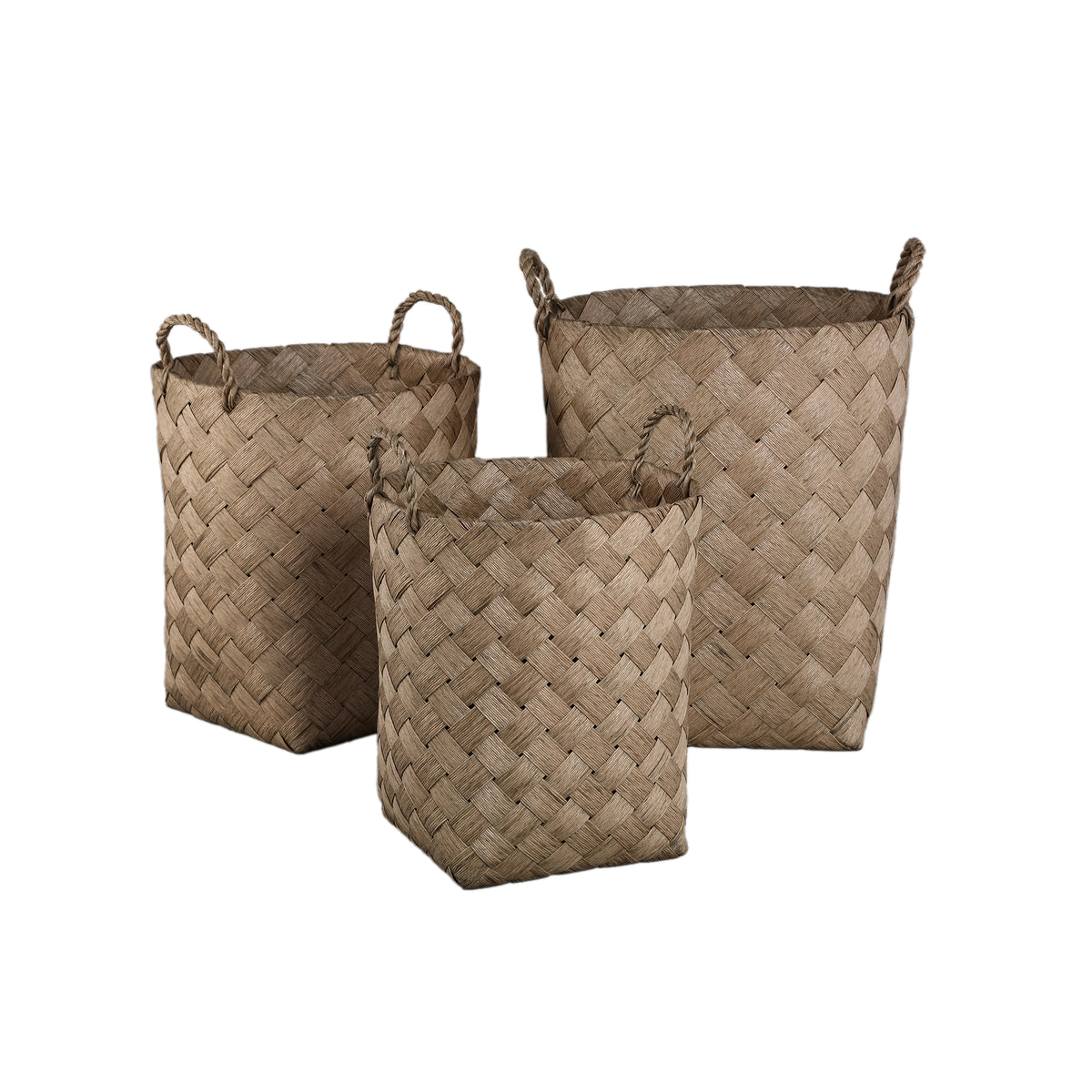 Panier Clarke vert rond en papier tressé, lot de 3 PTMD