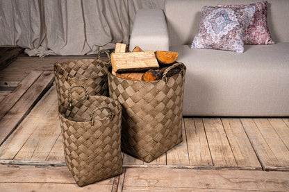 Panier Clarke vert rond en papier tressé, lot de 3 PTMD