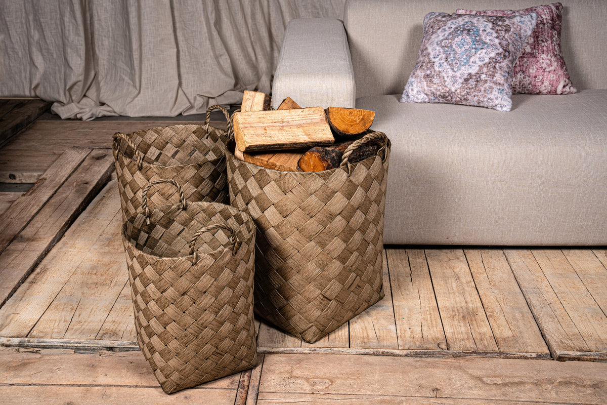 Panier Clarke vert rond en papier tressé, lot de 3 PTMD