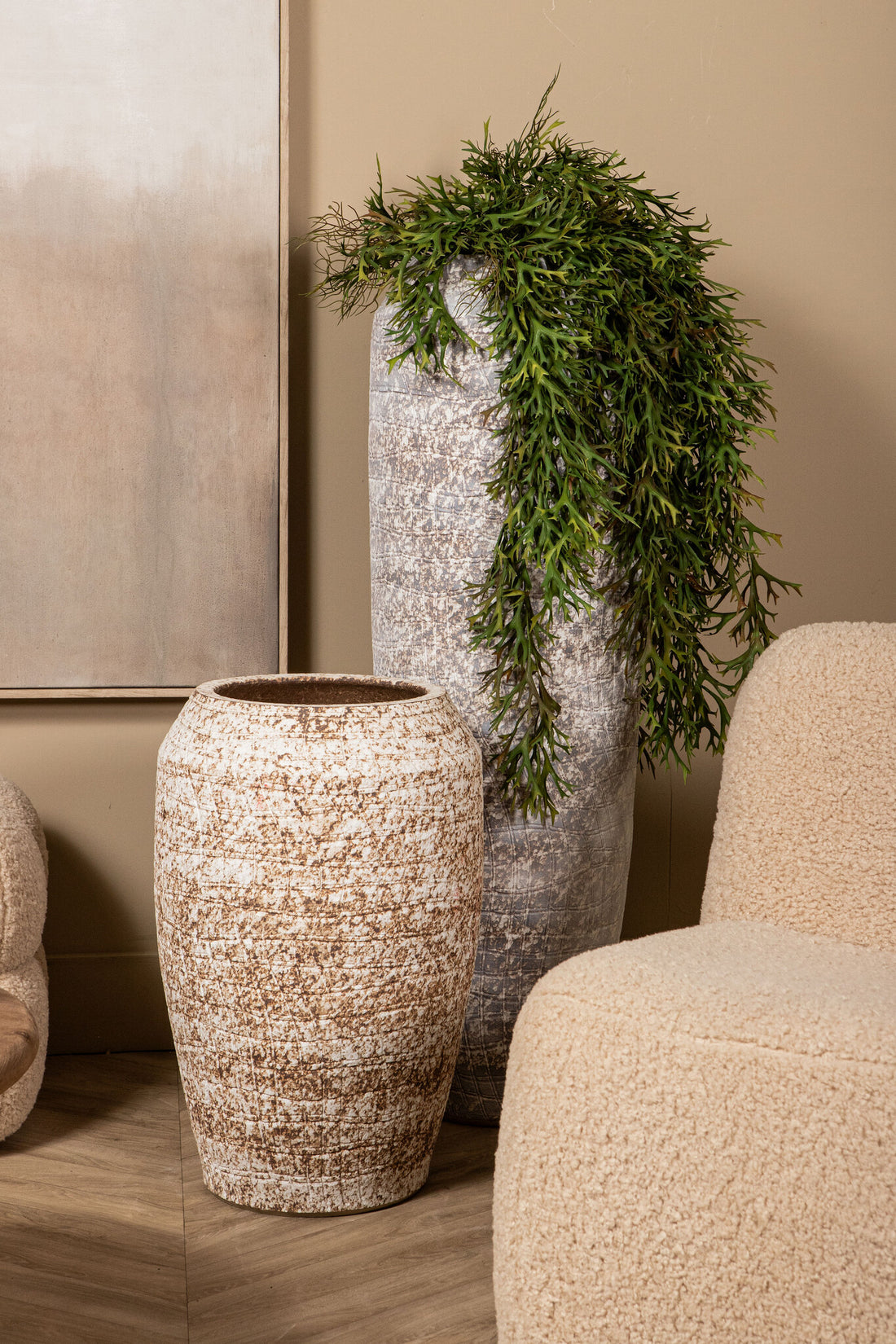 Vase Vikki Beige Céramique Haut Rond Grand PTMD