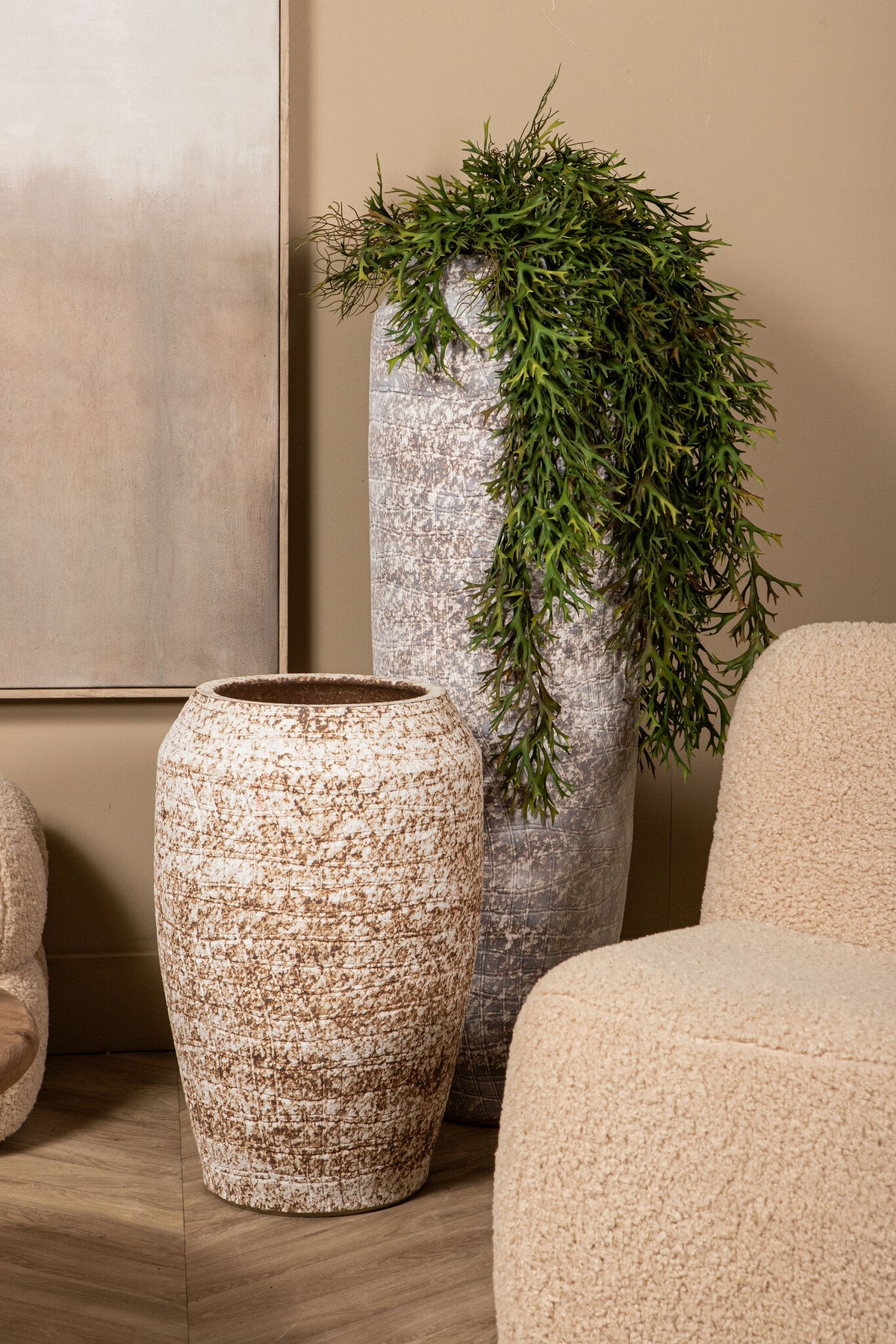 Vase Vikki Beige Céramique Haut Rond Grand PTMD