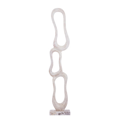 Statue Camare Design Abstrait Aluminium Coulé Beige Large PTMD