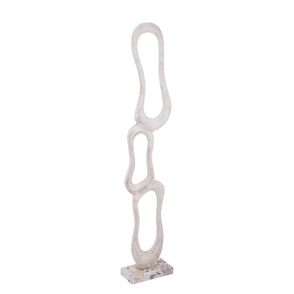 Statue Camare Design Abstrait Aluminium Coulé Beige Large PTMD