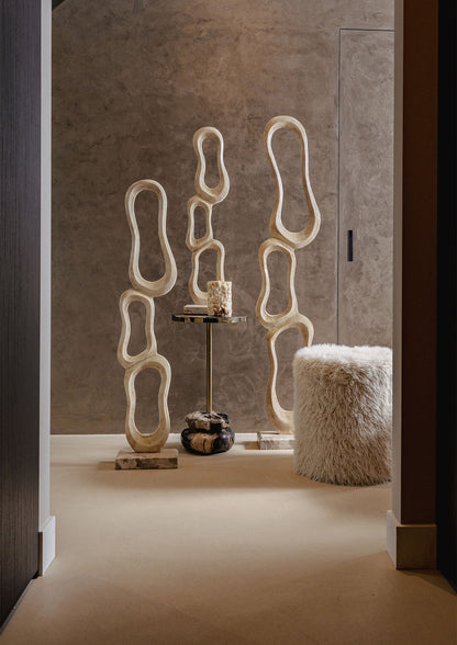 Statue Camare Design Abstrait Aluminium Coulé Beige Petit PTMD