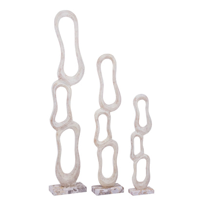 Statue Camare Design Abstrait Aluminium Coulé Beige Petit PTMD