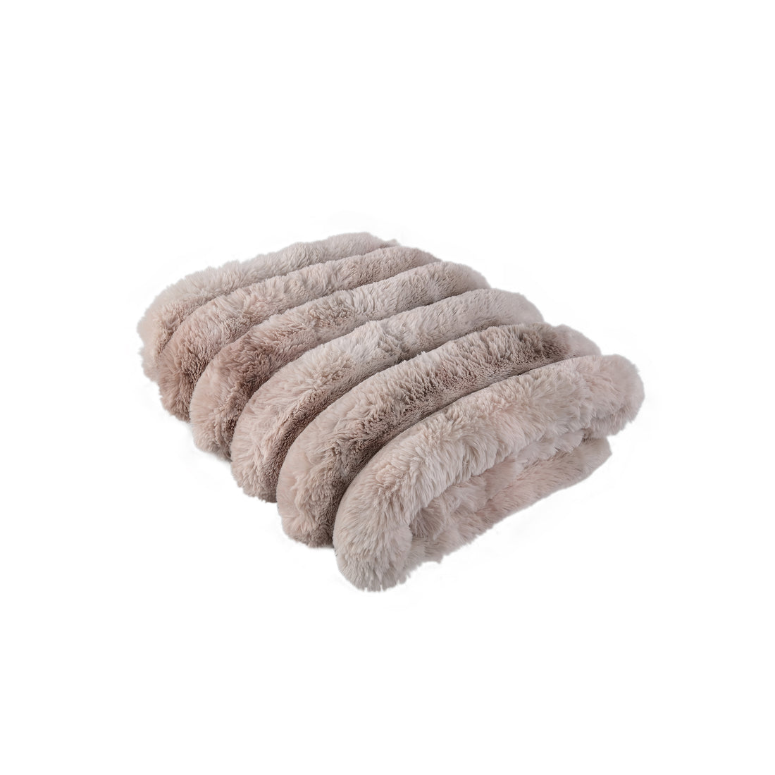 Plaid Divvo beige en fausse fourrure épaisse à grosses côtes, petit modèle PTMD