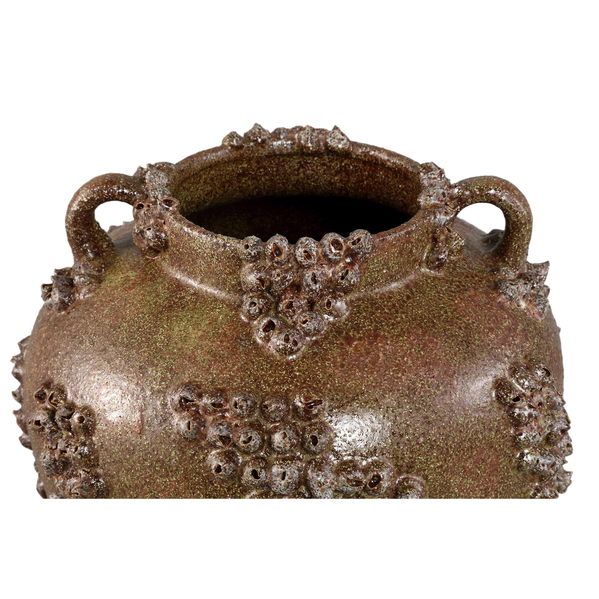 Pot en céramique vert Deisy avec anses Rough Coral L PTMD