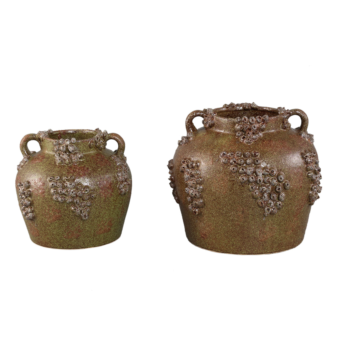 Pot en céramique vert Deisy avec anses Rough Coral L PTMD