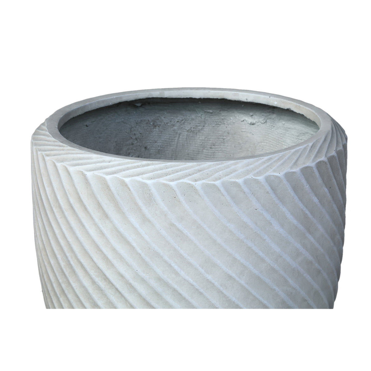 Pot rond bas Nikol beige GRC motif ondulé SV3 PTMD
