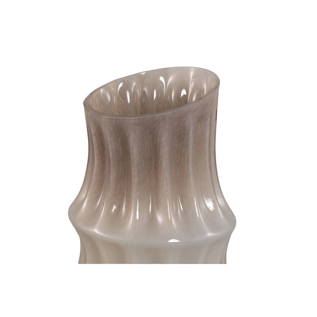 Anvi Vase en verre uni crème de forme angulaire ronde grande taille PTMD