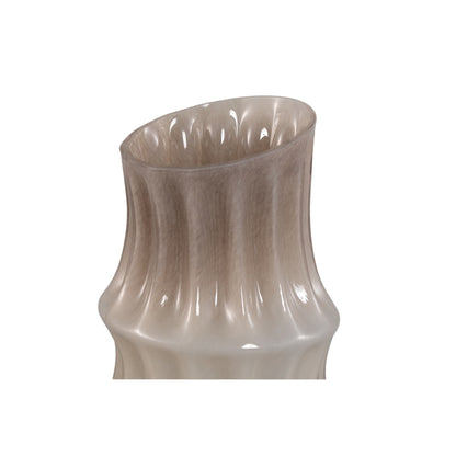 Anvi Vase en verre uni crème de forme angulaire ronde grande taille PTMD