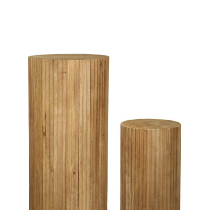 Lot de 2 socles Jerra Natural en bois de manguier cannelé PTMD