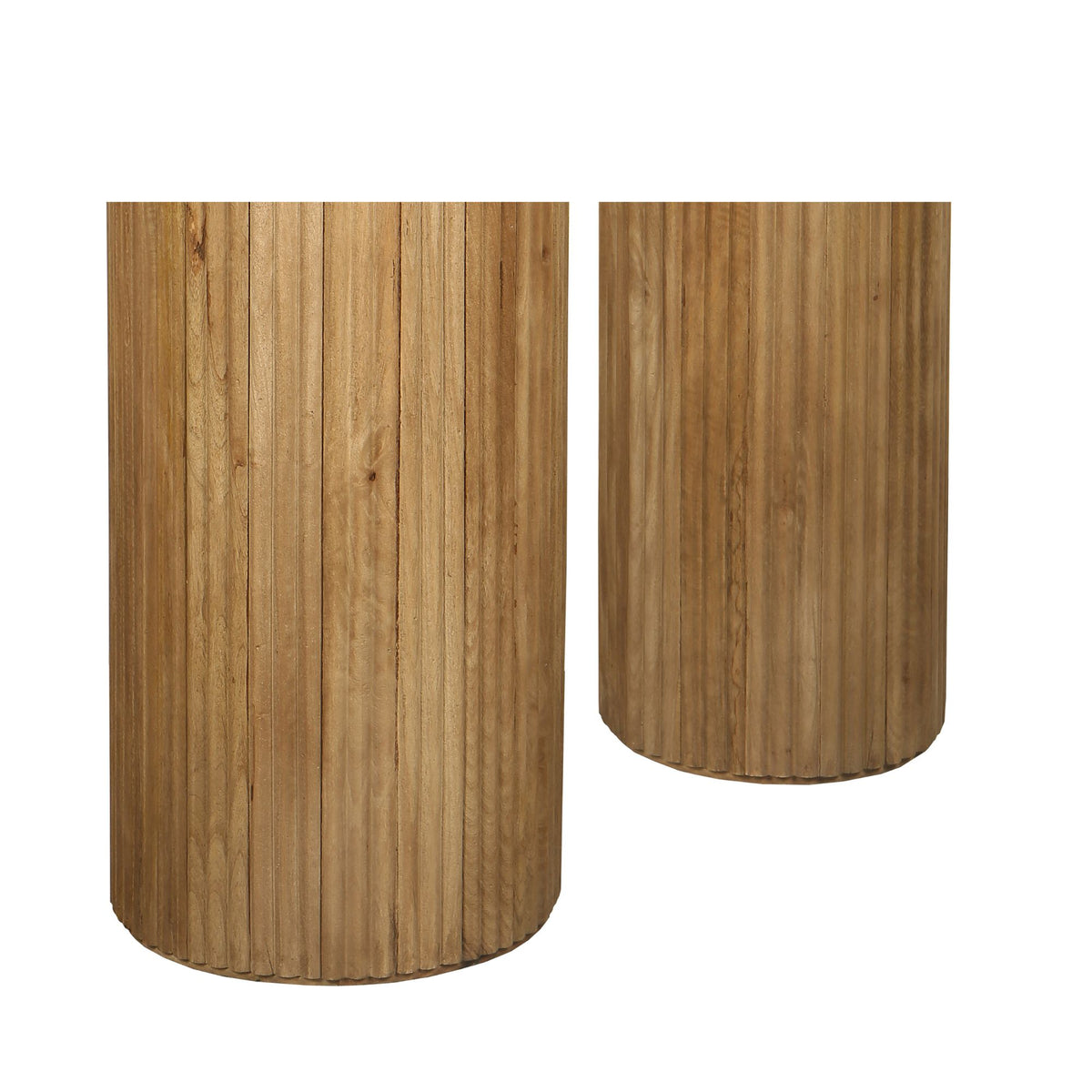 Lot de 2 socles Jerra Natural en bois de manguier cannelé PTMD