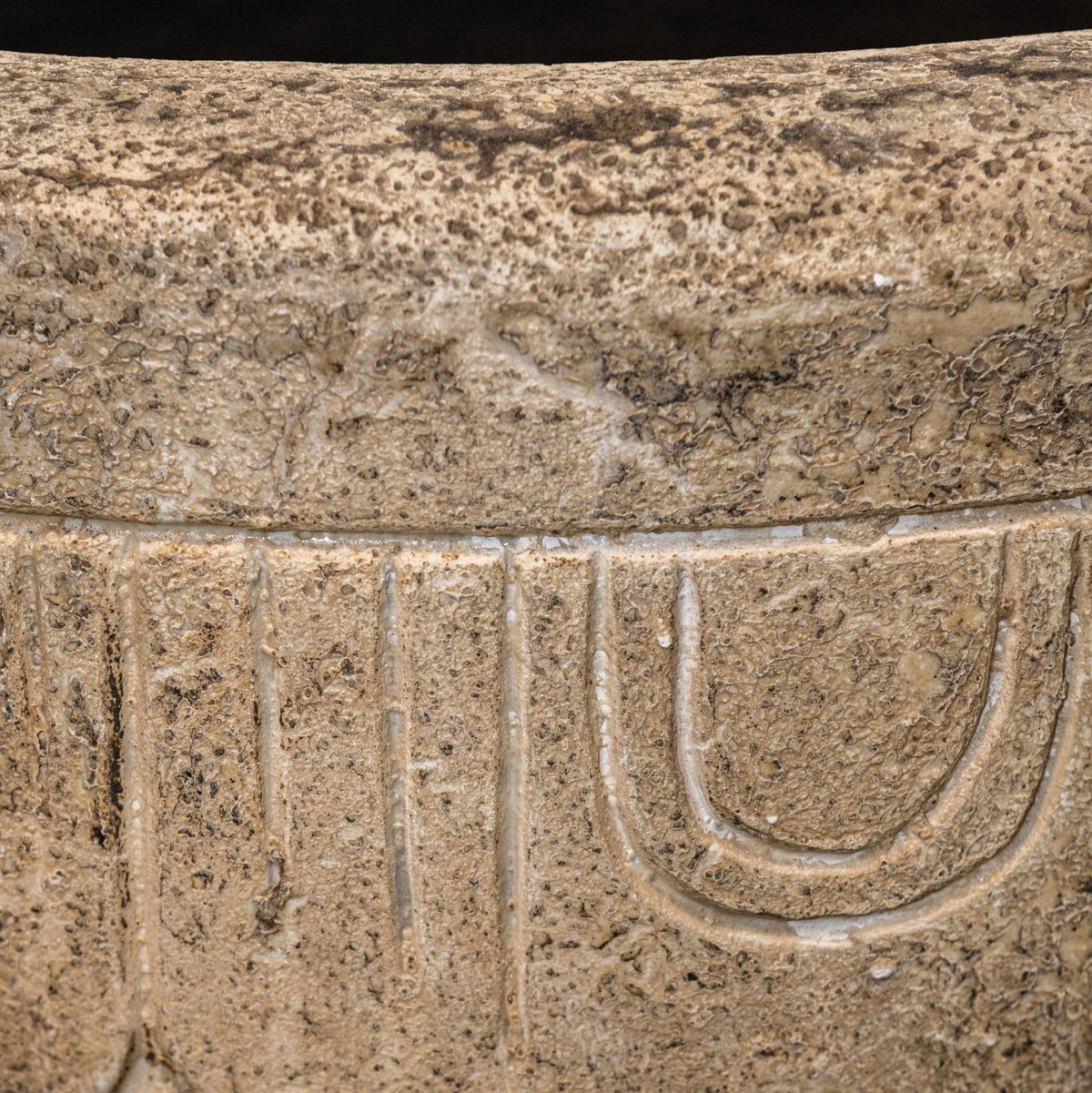Sasha Pot rond en fibre de ciment crème motif fleur L PTMD