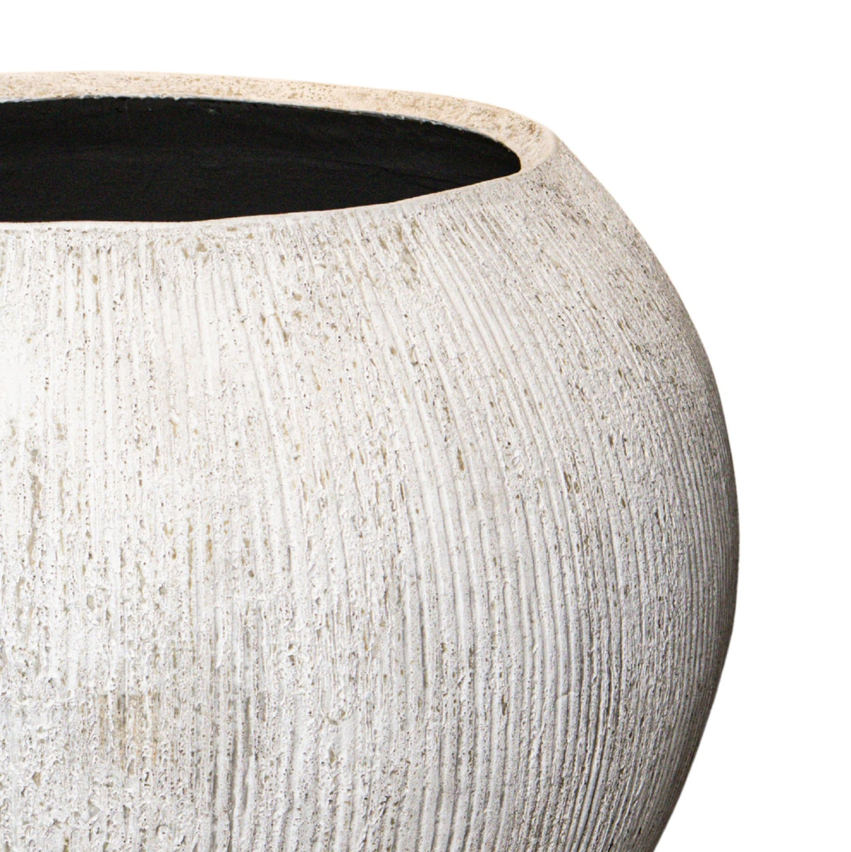 Pot de fleurs Yolenda Crème Fibre de ciment Motif à rayures Grand PTMD